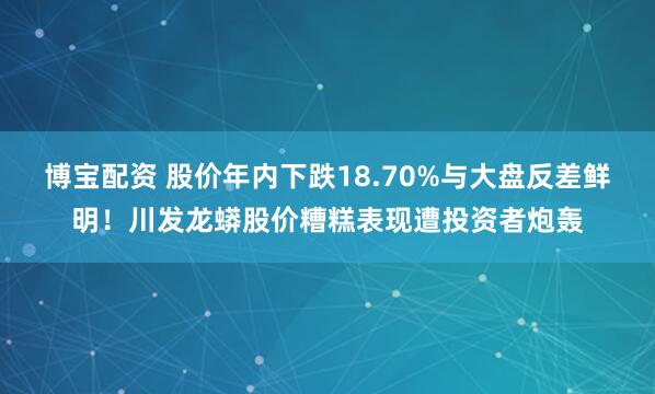 博宝配资 股价年内下跌18.70%与大盘反差鲜明！川发龙蟒股价糟糕表现遭投资者炮轰